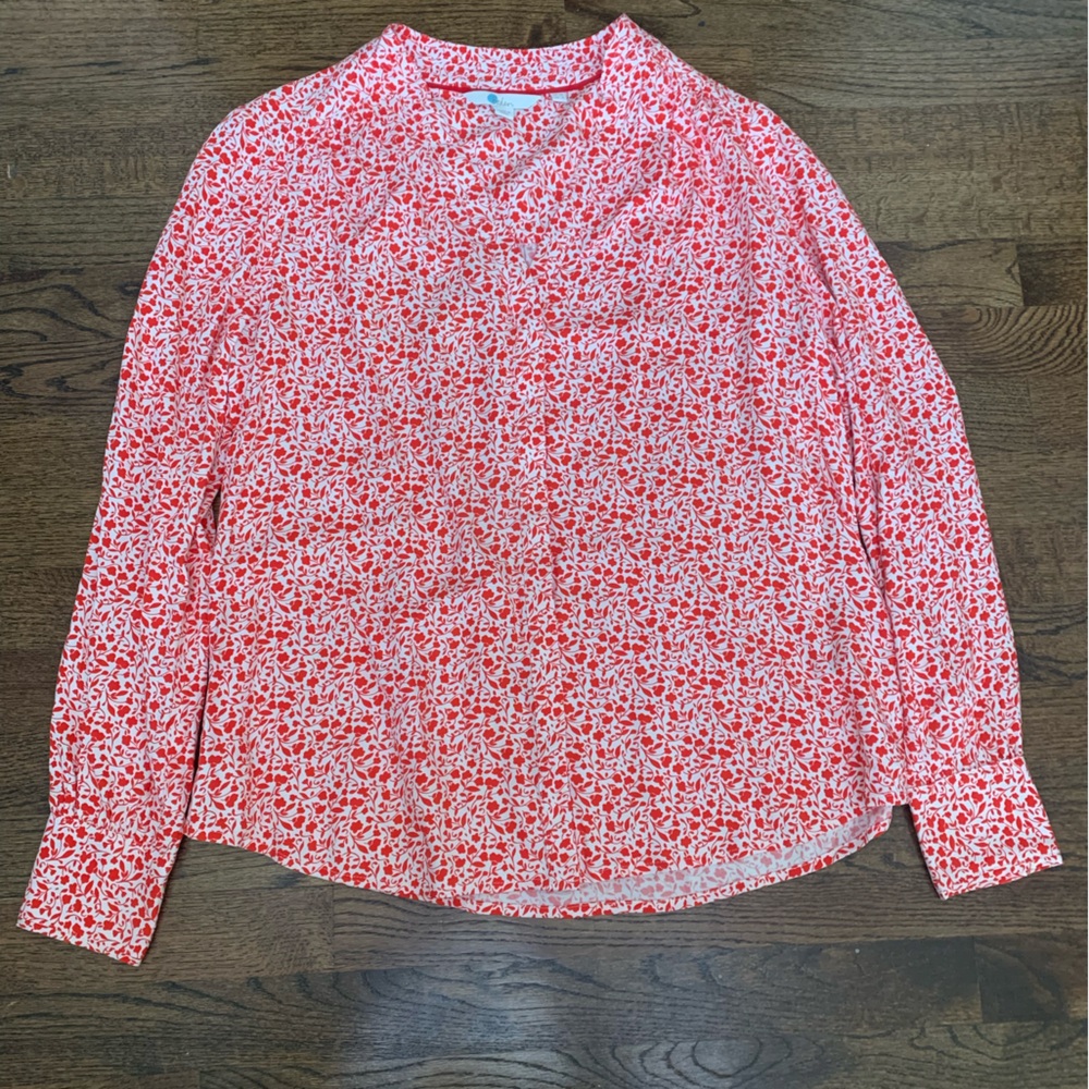 Boden Red V Neck Button Up Top Size 6
